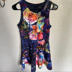 Bardot floral kaleidoscope fit and flare dress